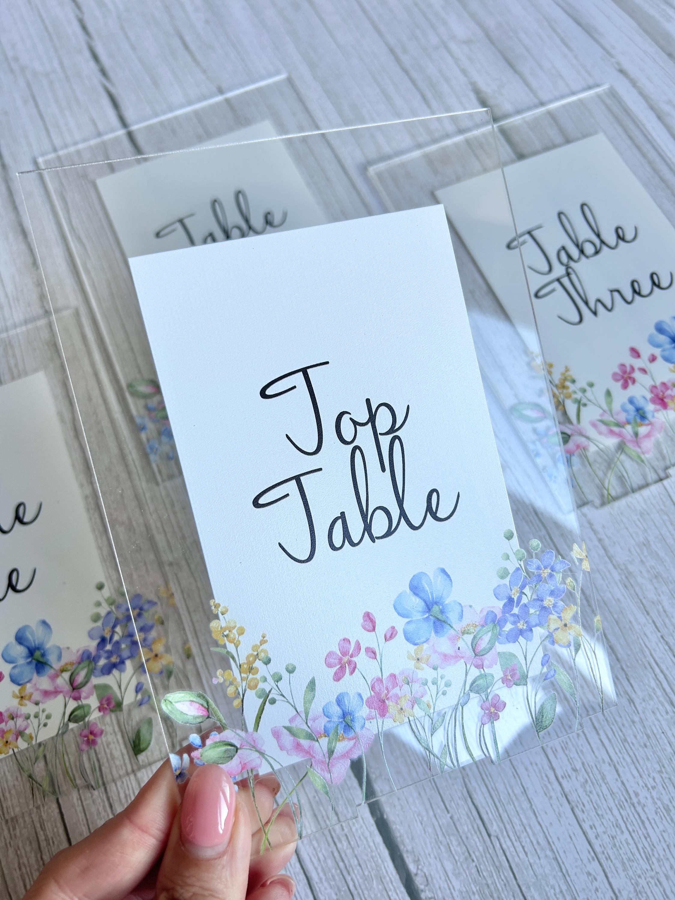 Wildflower Acrylic Wedding Table Number/Name Sign