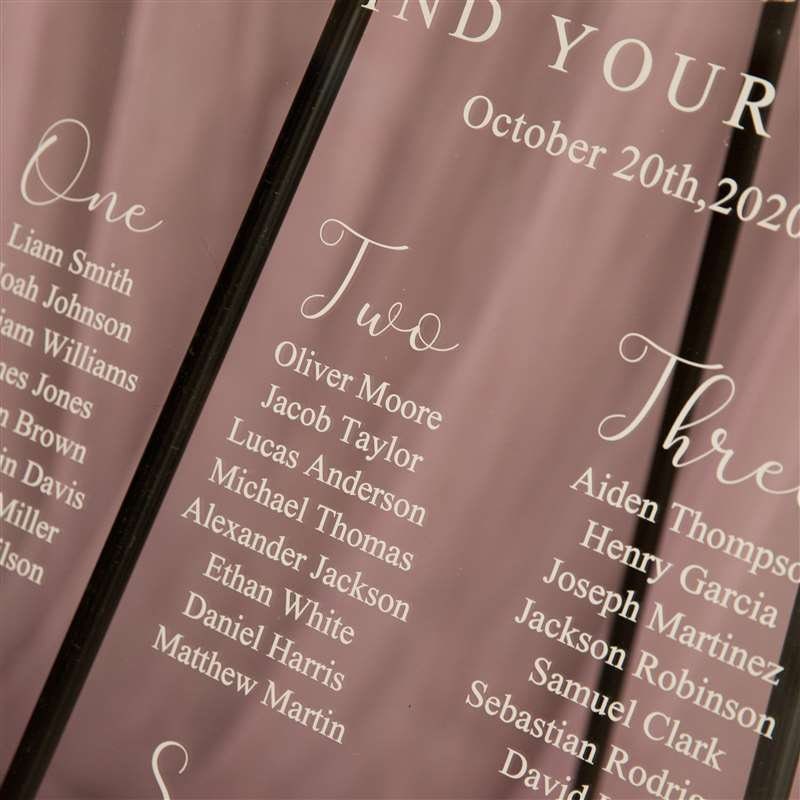 Blush Floral Wreath Clear Acrylic Wedding Table Seating Plan