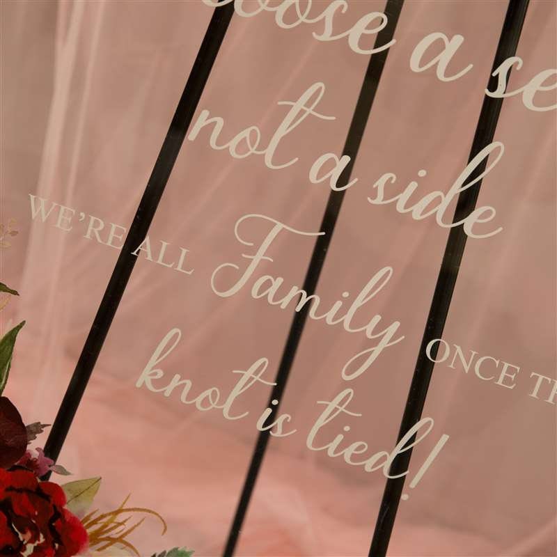 Floral Acrylic Wedding Seating Sign: Choose a Seat, Not a Side