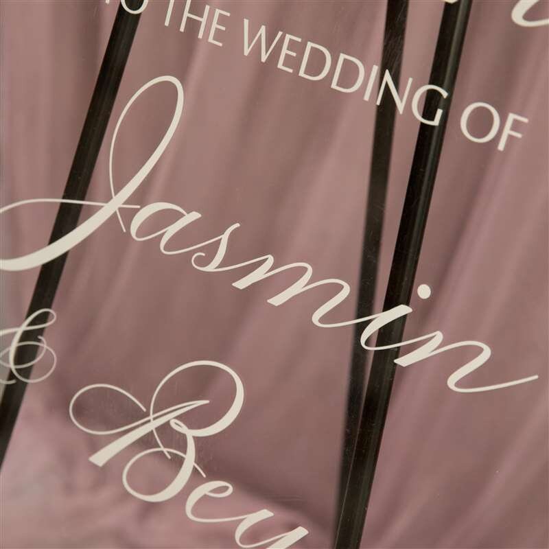 Floral Feather Acrylic Wedding Welcome Sign, Personalised Calligraphy