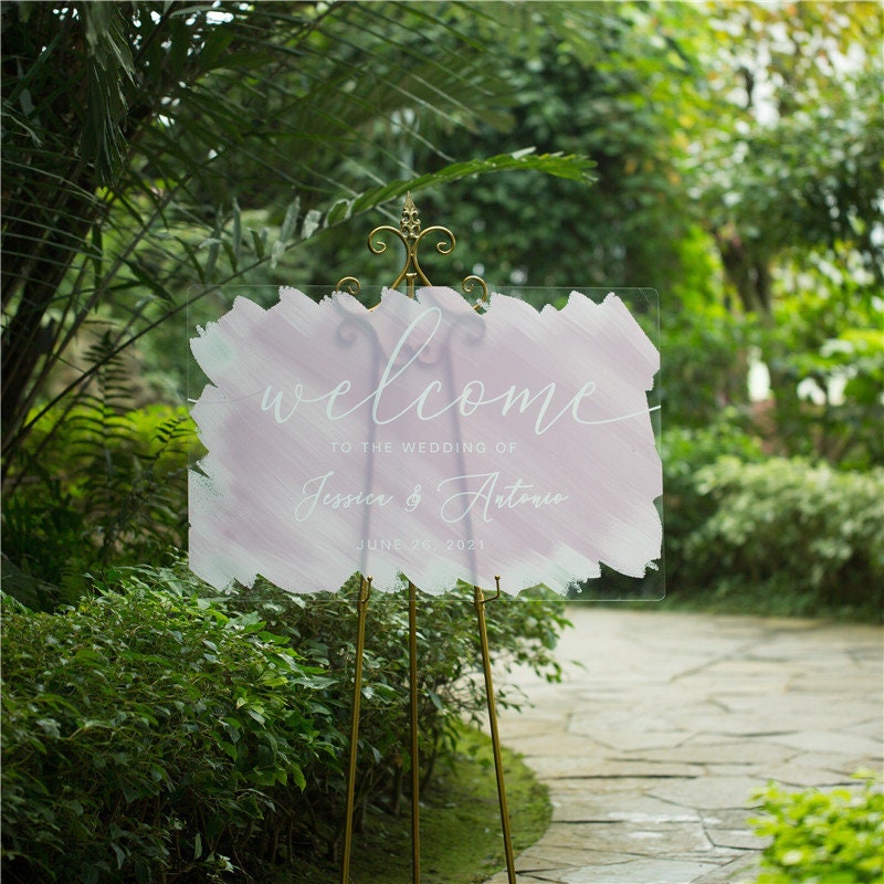 Watercolor Acrylic Wedding Welcome Sign