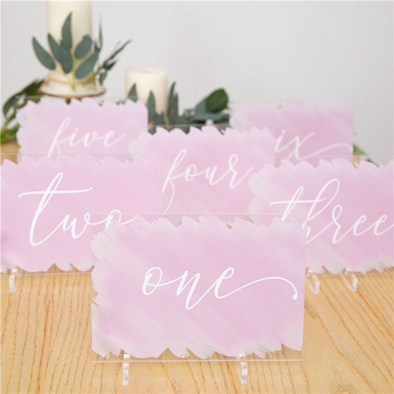 Watercolor Acrylic Wedding Table Numbers